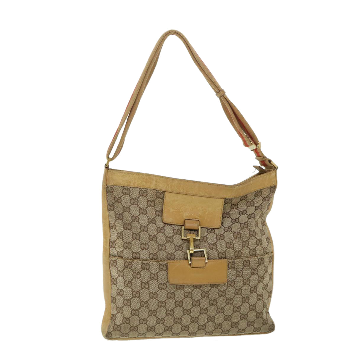 GUCCI GG Canvas Sherry Line Shoulder Bag Beige Red 001 4094 002113 th4031
