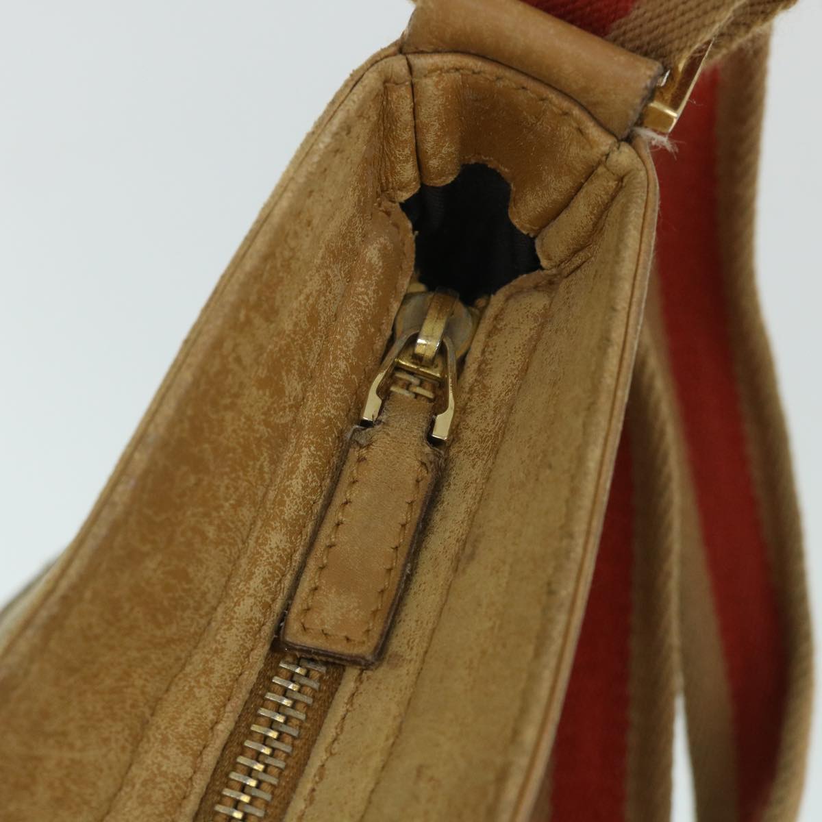 GUCCI GG Canvas Sherry Line Shoulder Bag Beige Red 001 4094 002113 th4031