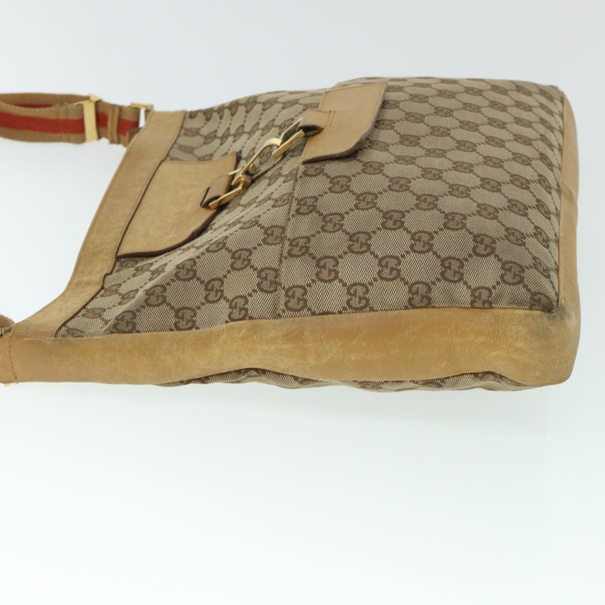 GUCCI GG Canvas Sherry Line Shoulder Bag Beige Red 001 4094 002113 th4031