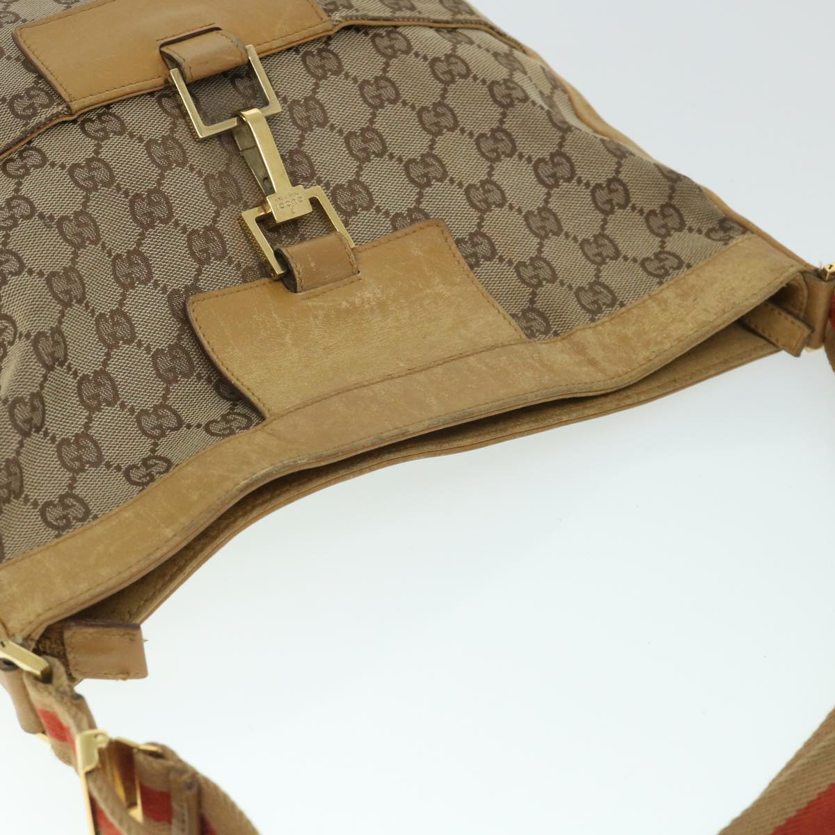 GUCCI GG Canvas Sherry Line Shoulder Bag Beige Red 001 4094 002113 th4031