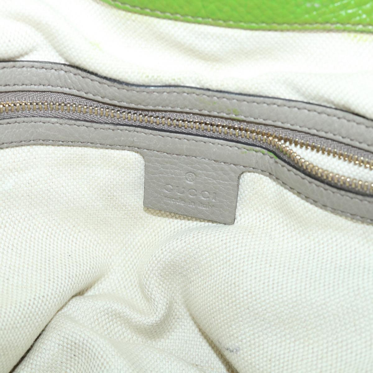 GUCCI Soho Shoulder Bag Leather Gray Green 282309 th4056