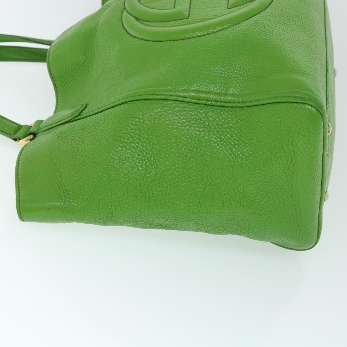 GUCCI Soho Shoulder Bag Leather Gray Green 282309 th4056