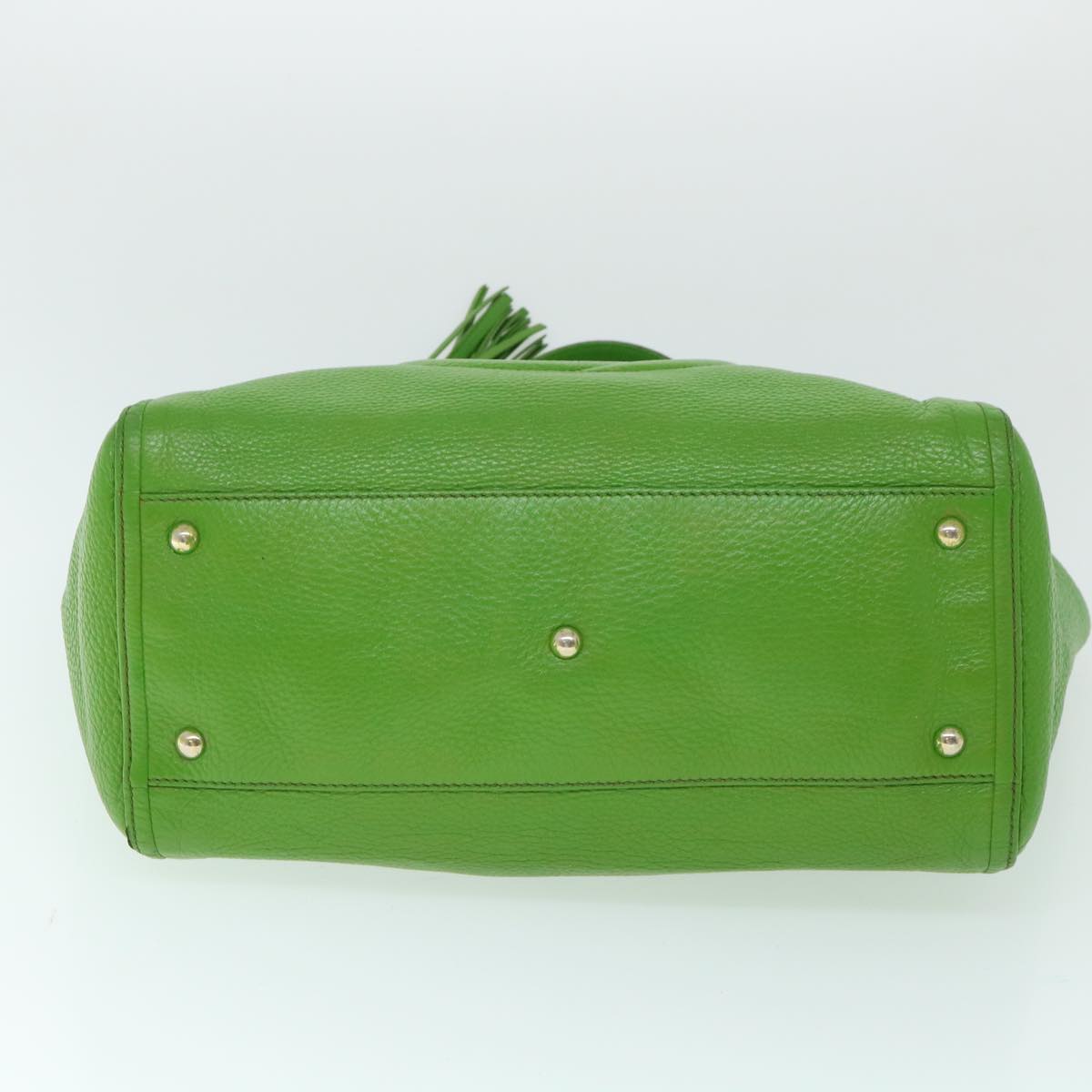 GUCCI Soho Shoulder Bag Leather Gray Green 282309 th4056