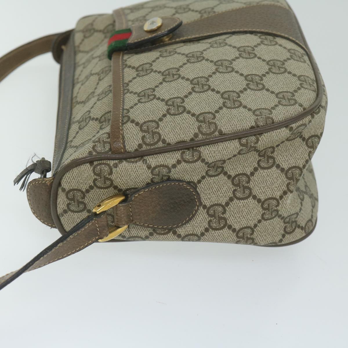 GUCCI GG Supreme Web Sherry Line Shoulder Bag Beige Red 14 02 032 th4355