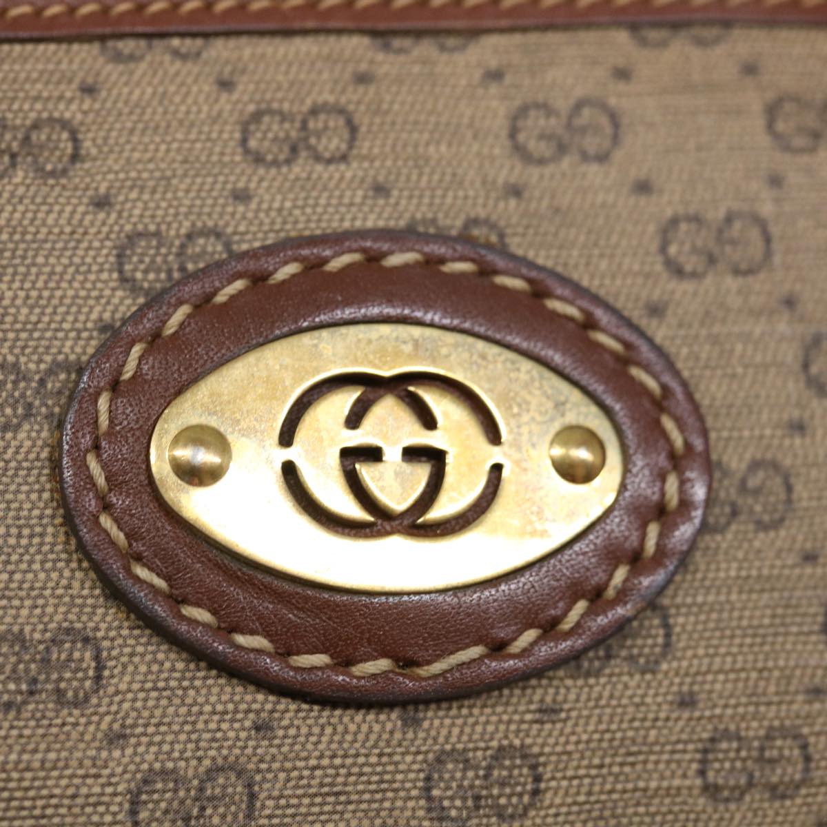 GUCCI Micro GG Supreme Shoulder Bag PVC Beige th4821