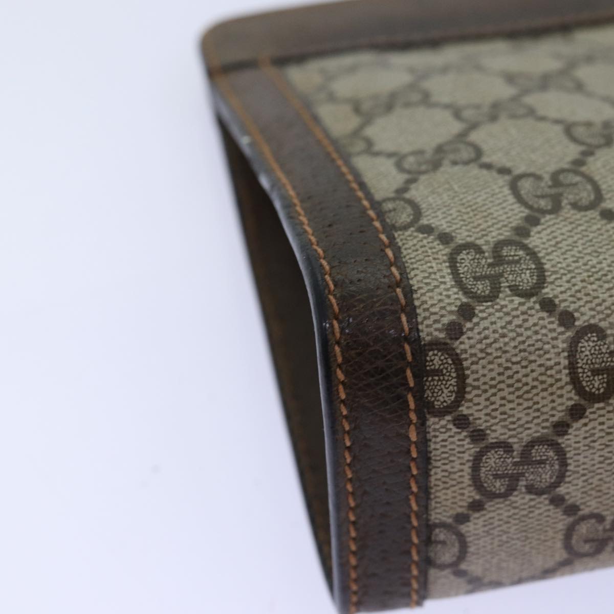 GUCCI GG Supreme Web Sherry Line Clutch Bag PVC Beige Red 89 01 001 th4862