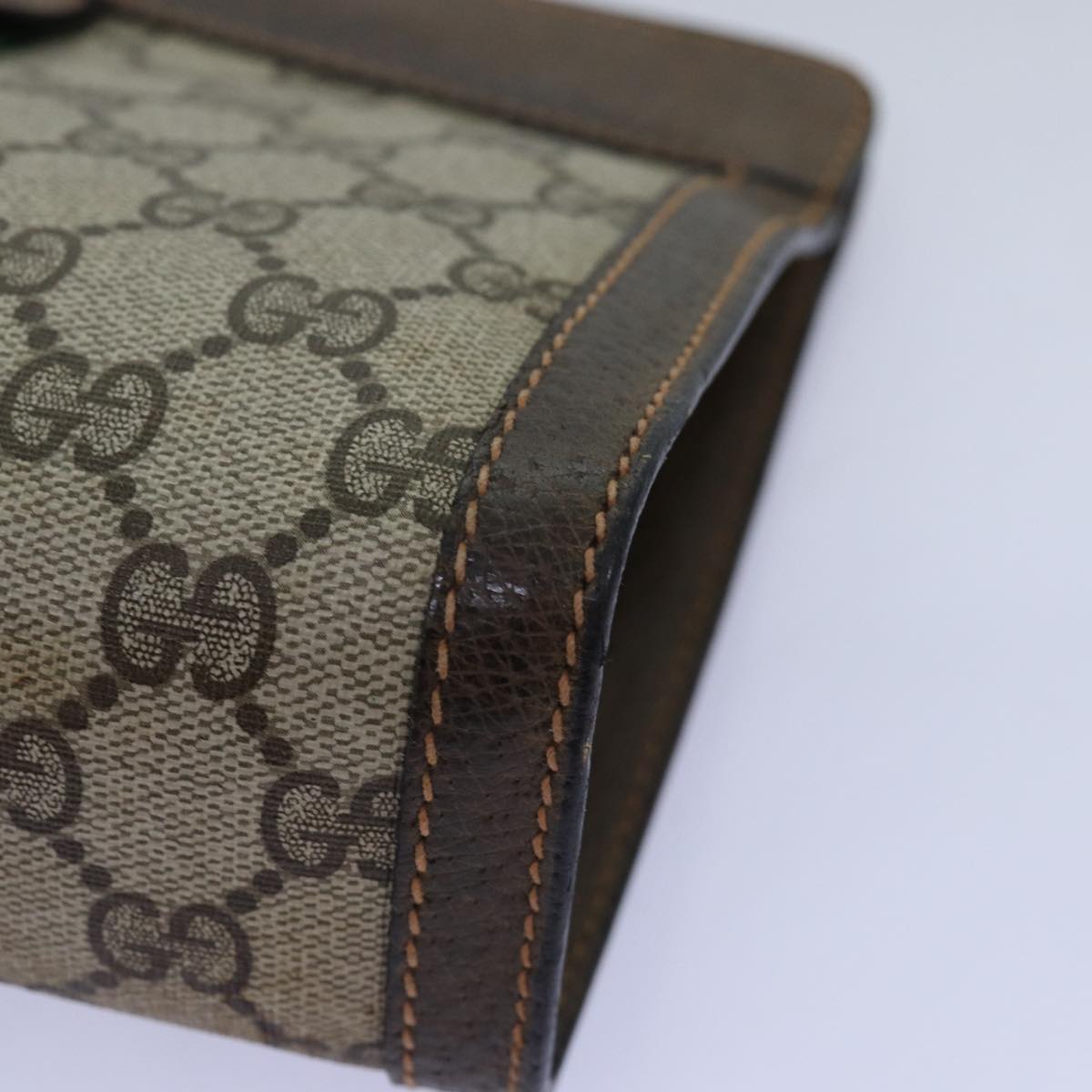 GUCCI GG Supreme Web Sherry Line Clutch Bag PVC Beige Red 89 01 001 th4862