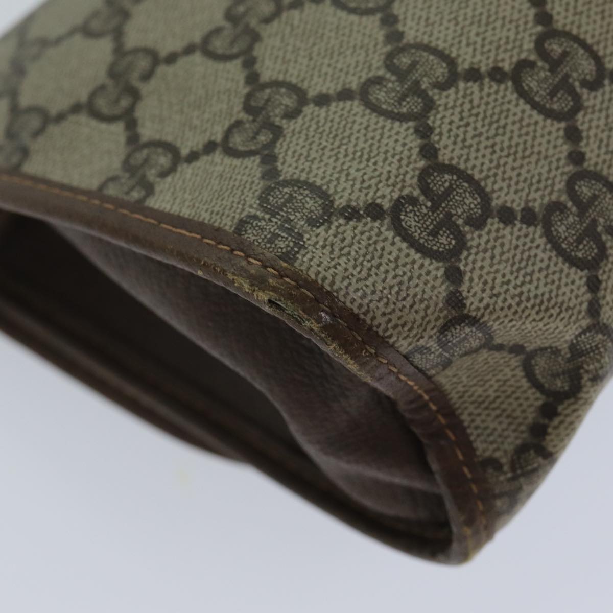 GUCCI GG Supreme Web Sherry Line Clutch Bag PVC Beige Red 156 01 030 th4947