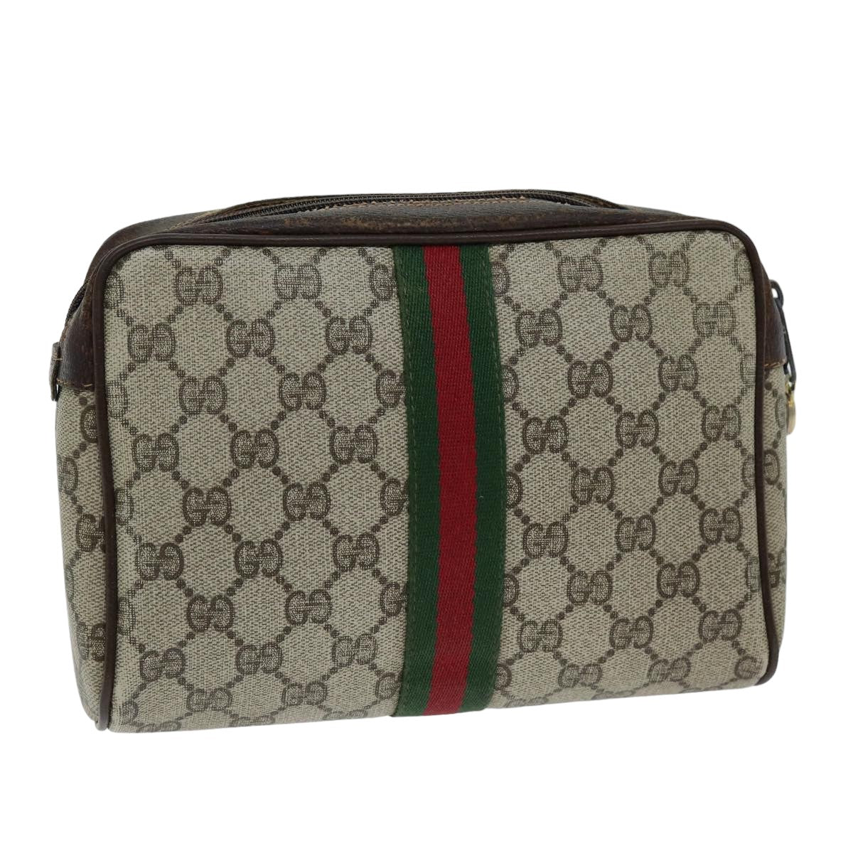 GUCCI GG Supreme Web Sherry Line Clutch Bag Beige Red 63 014 3553 th4948
