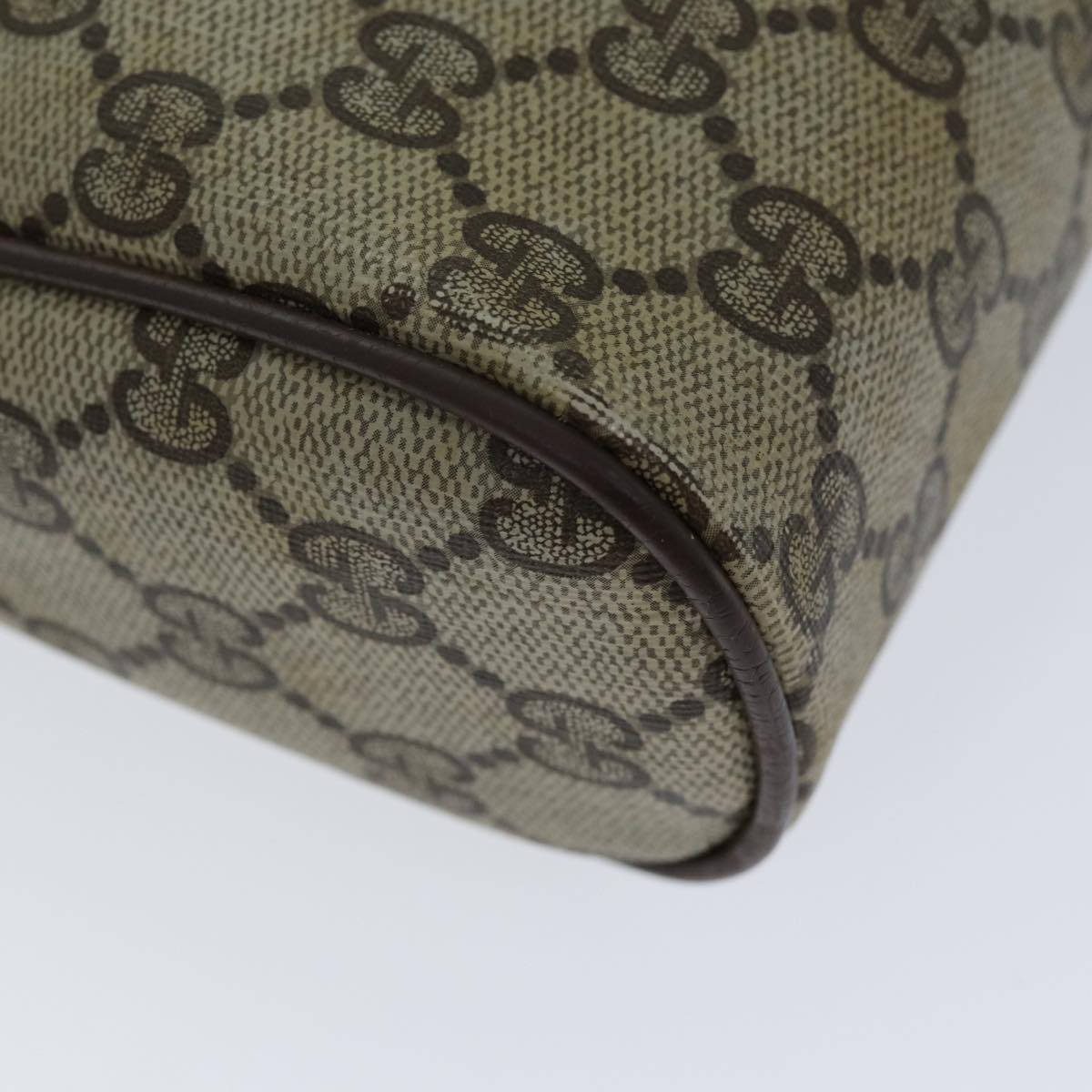 GUCCI GG Supreme Web Sherry Line Clutch Bag PVC Beige Red 156 01 012 th4949