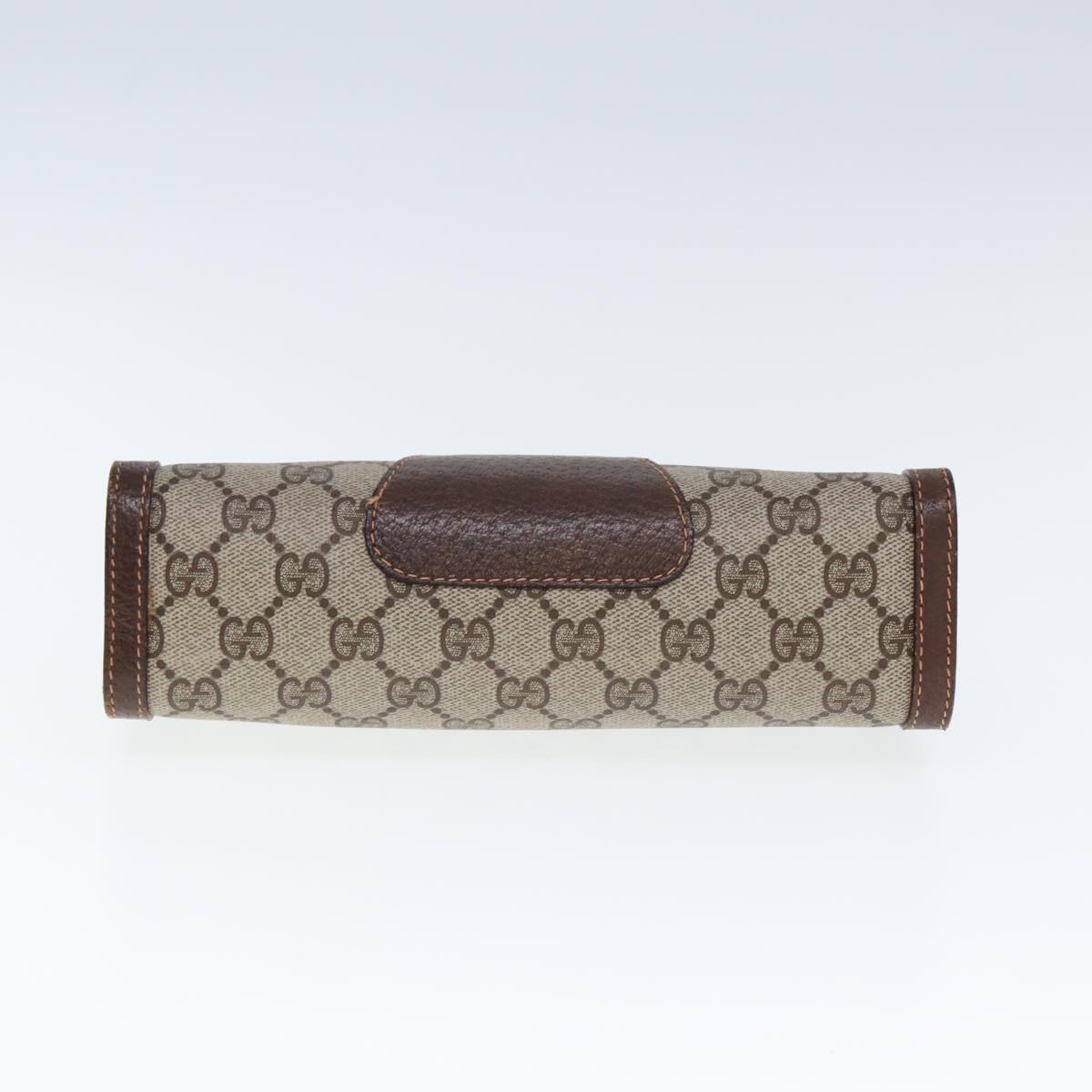 GUCCI GG Supreme Web Sherry Line Clutch Bag PVC Beige Red 156 01 032 th4956