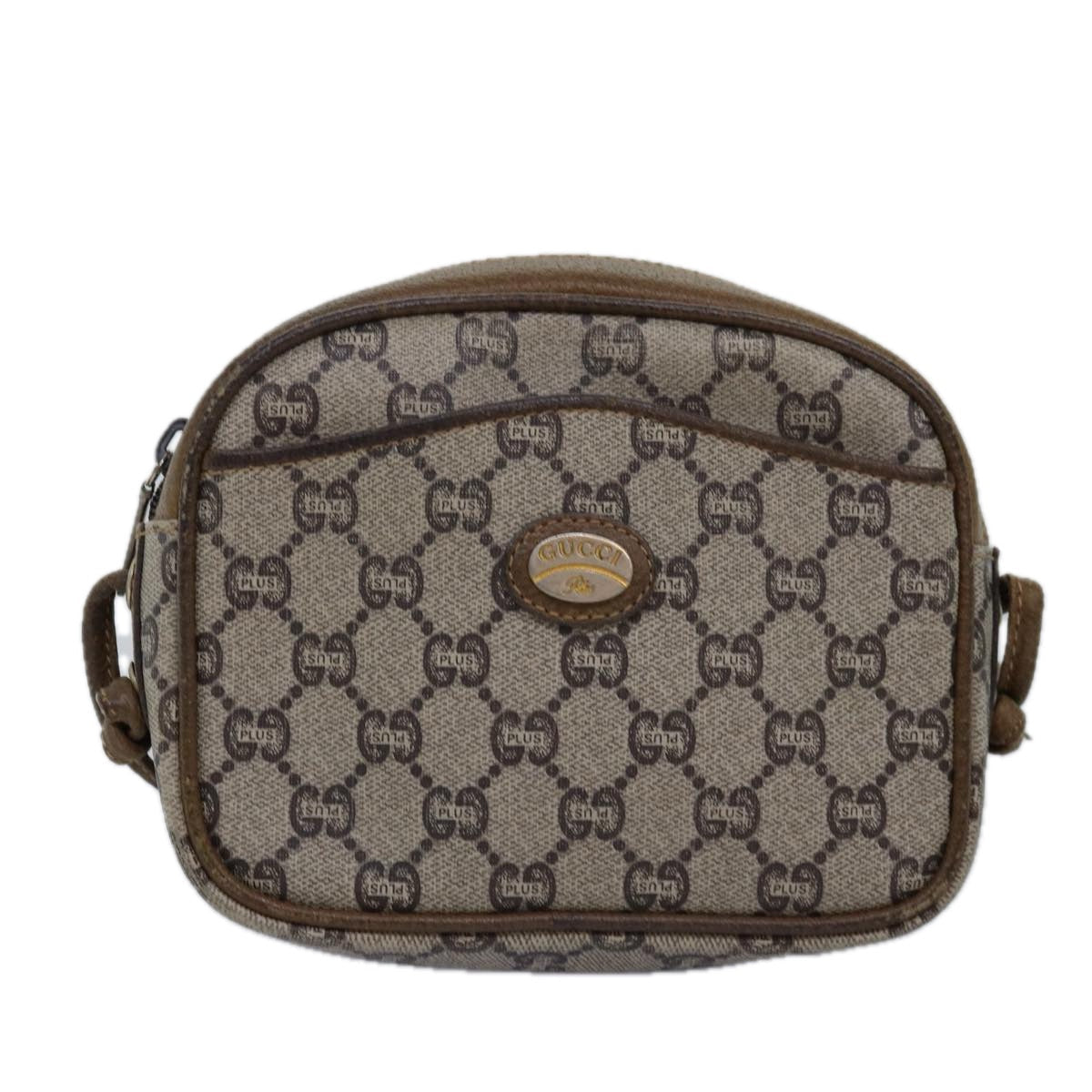 GUCCI GG Plus Supreme Shoulder Bag PVC Leather Beige th4957