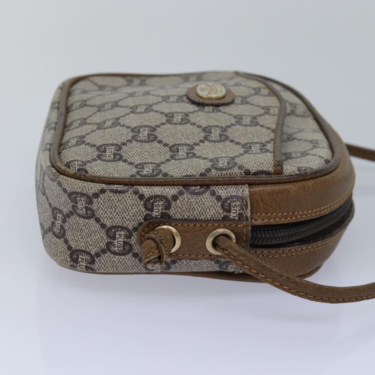 GUCCI GG Plus Supreme Shoulder Bag PVC Leather Beige th4957