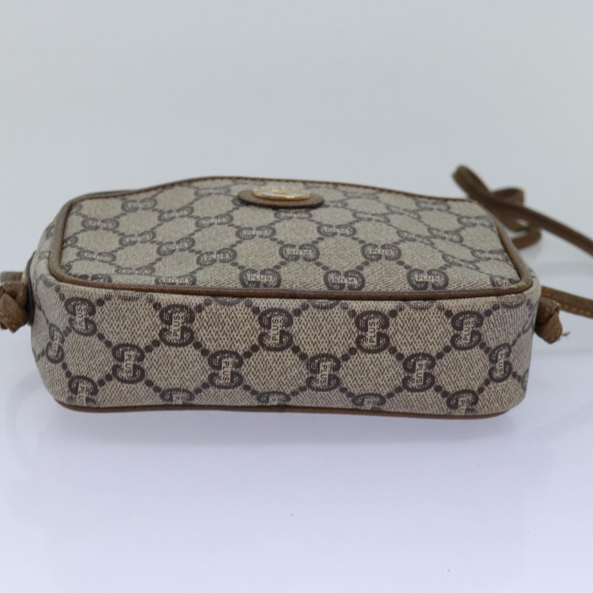GUCCI GG Plus Supreme Shoulder Bag PVC Leather Beige th4957