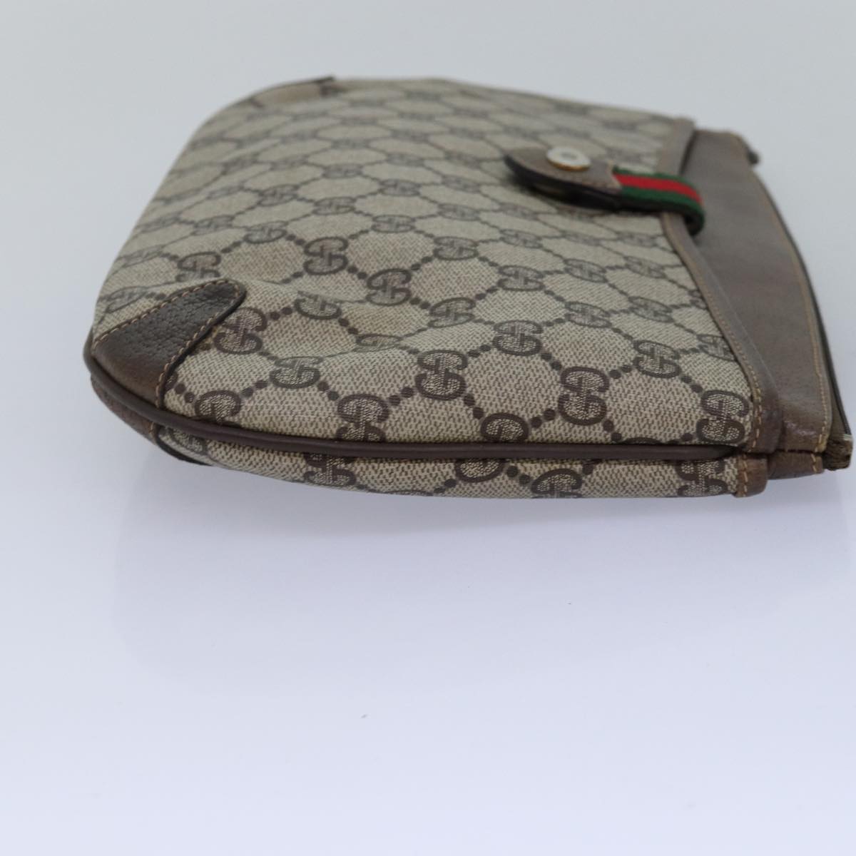 GUCCI GG Supreme Web Sherry Line Shoulder Bag PVC Beige 39 02 026 th4958