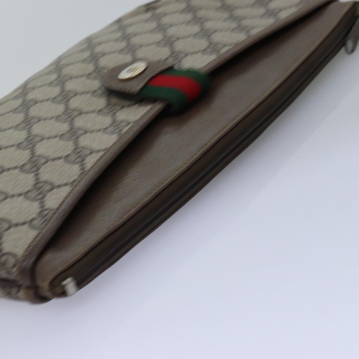 GUCCI GG Supreme Web Sherry Line Shoulder Bag PVC Beige 39 02 026 th4958