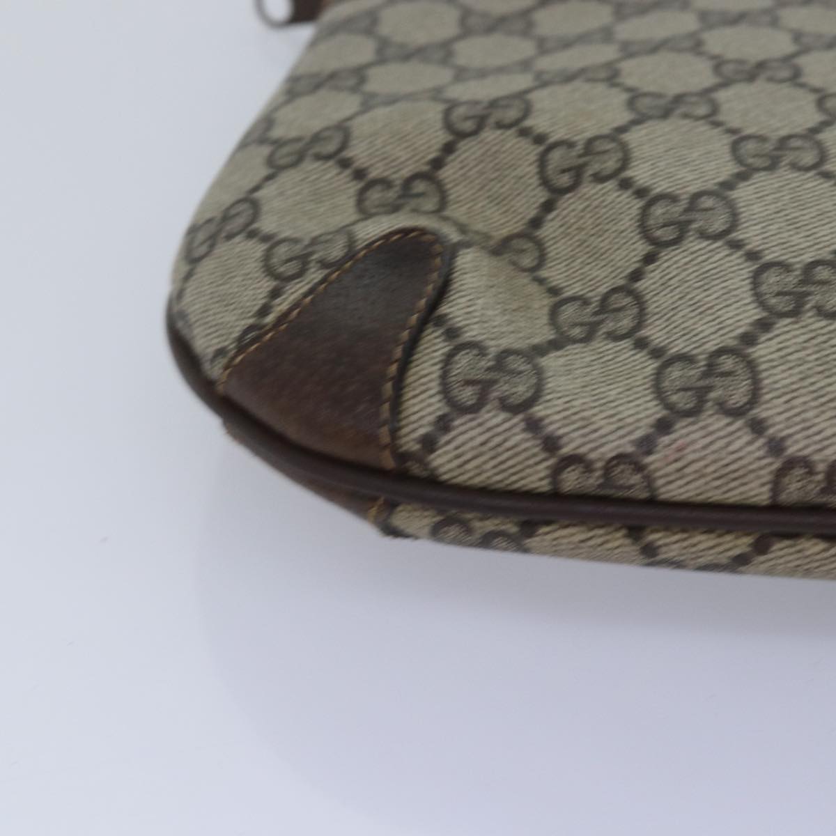 GUCCI GG Supreme Web Sherry Line Shoulder Bag PVC Beige 39 02 026 th4958