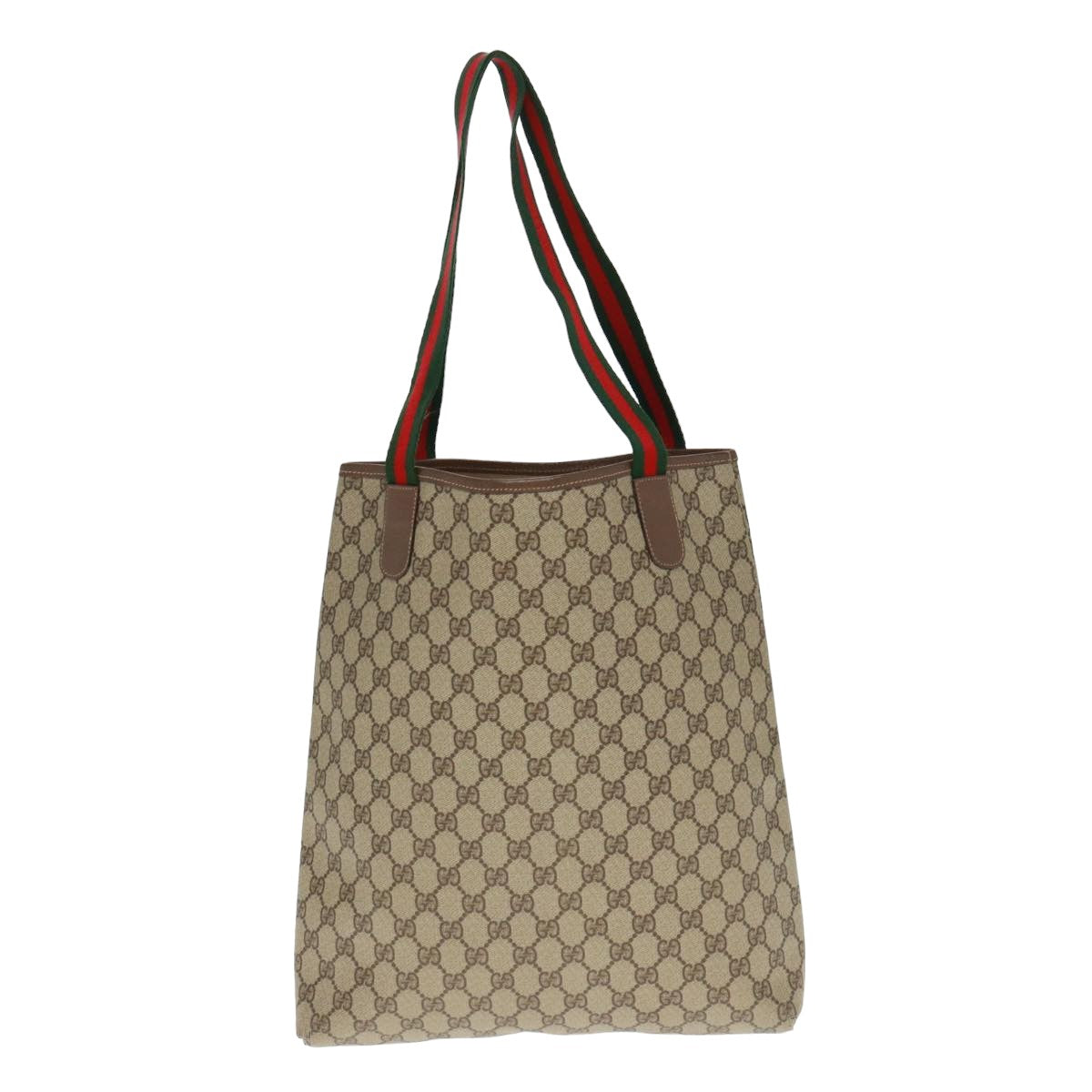 GUCCI GG Canvas Web Sherry Line Tote Bag Beige Red Green 002 58 6487 th4960