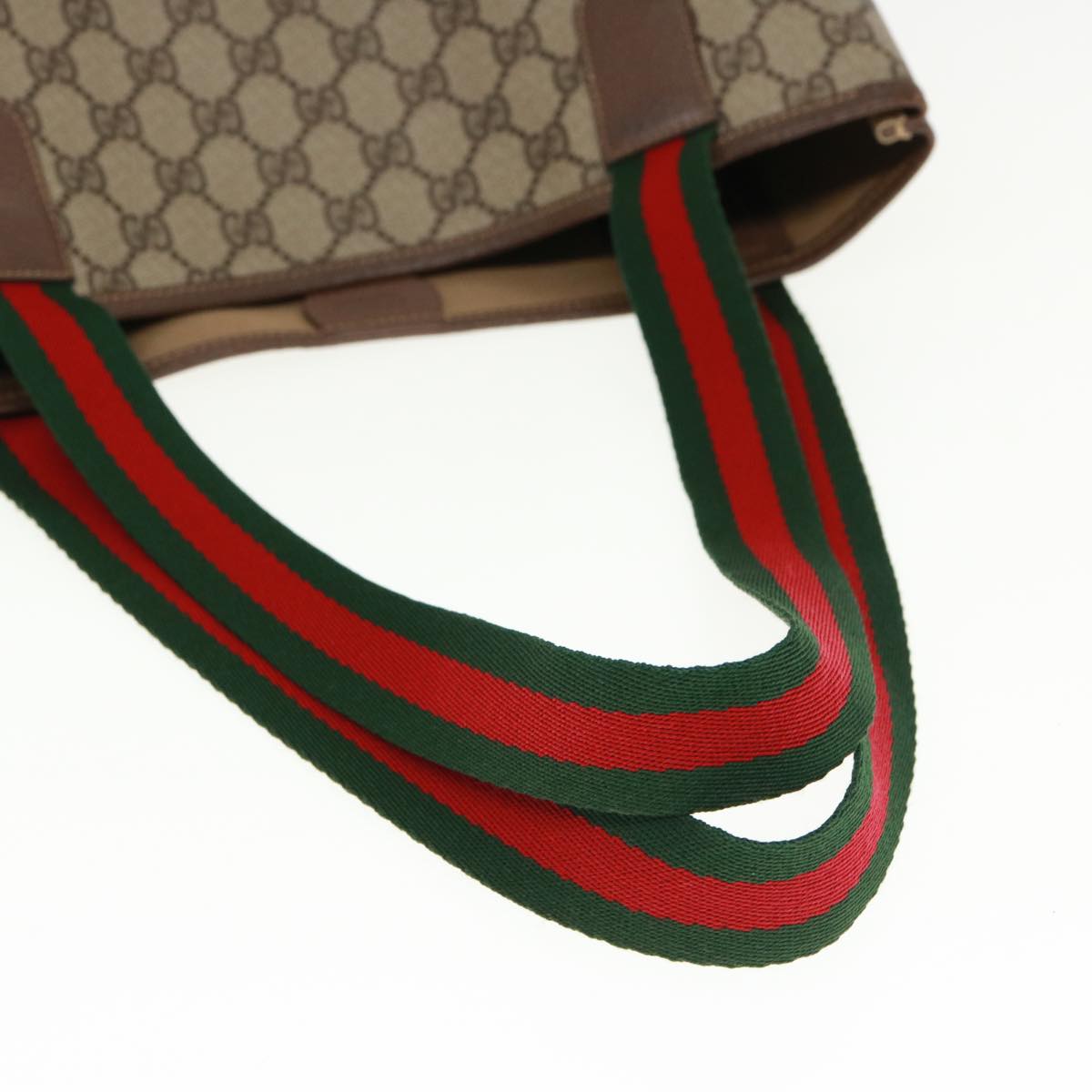 GUCCI GG Canvas Web Sherry Line Tote Bag Beige Red Green 002 58 6487 th4960