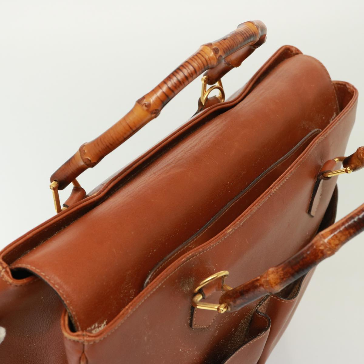 GUCCI Bamboo Hand Bag Leather 2way Brown 002 2855 0322 0 th5022