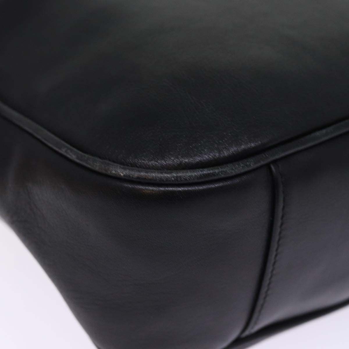 GUCCI Bamboo Shoulder Bag Leather 2way Black 001 1705 1638 th5024