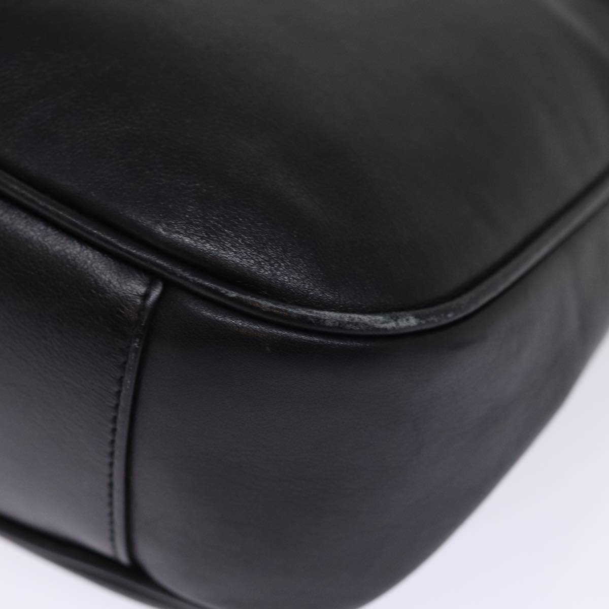 GUCCI Bamboo Shoulder Bag Leather 2way Black 001 1705 1638 th5024