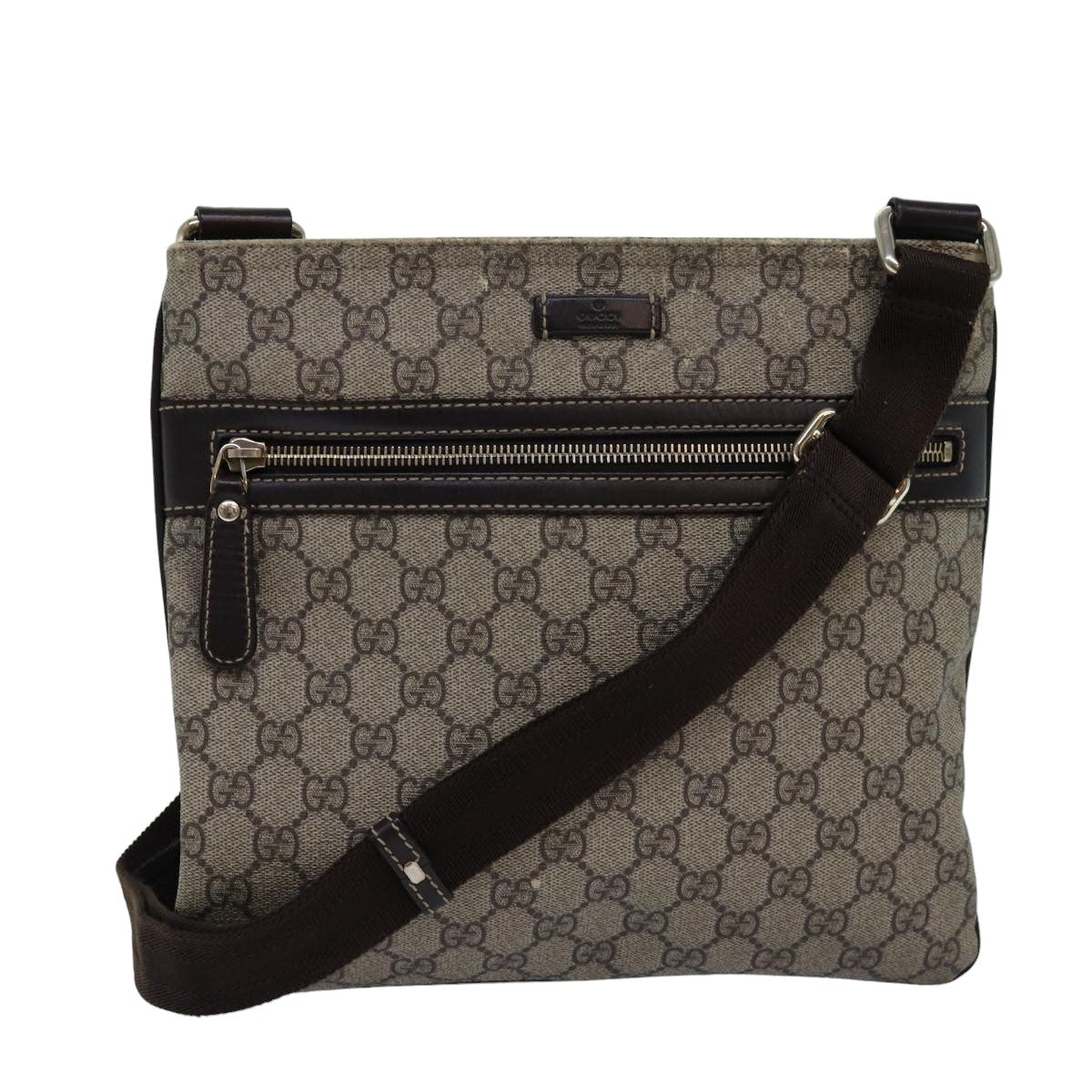 GUCCI GG Supreme Shoulder Bag PVC Leather Beige 295257 th5026