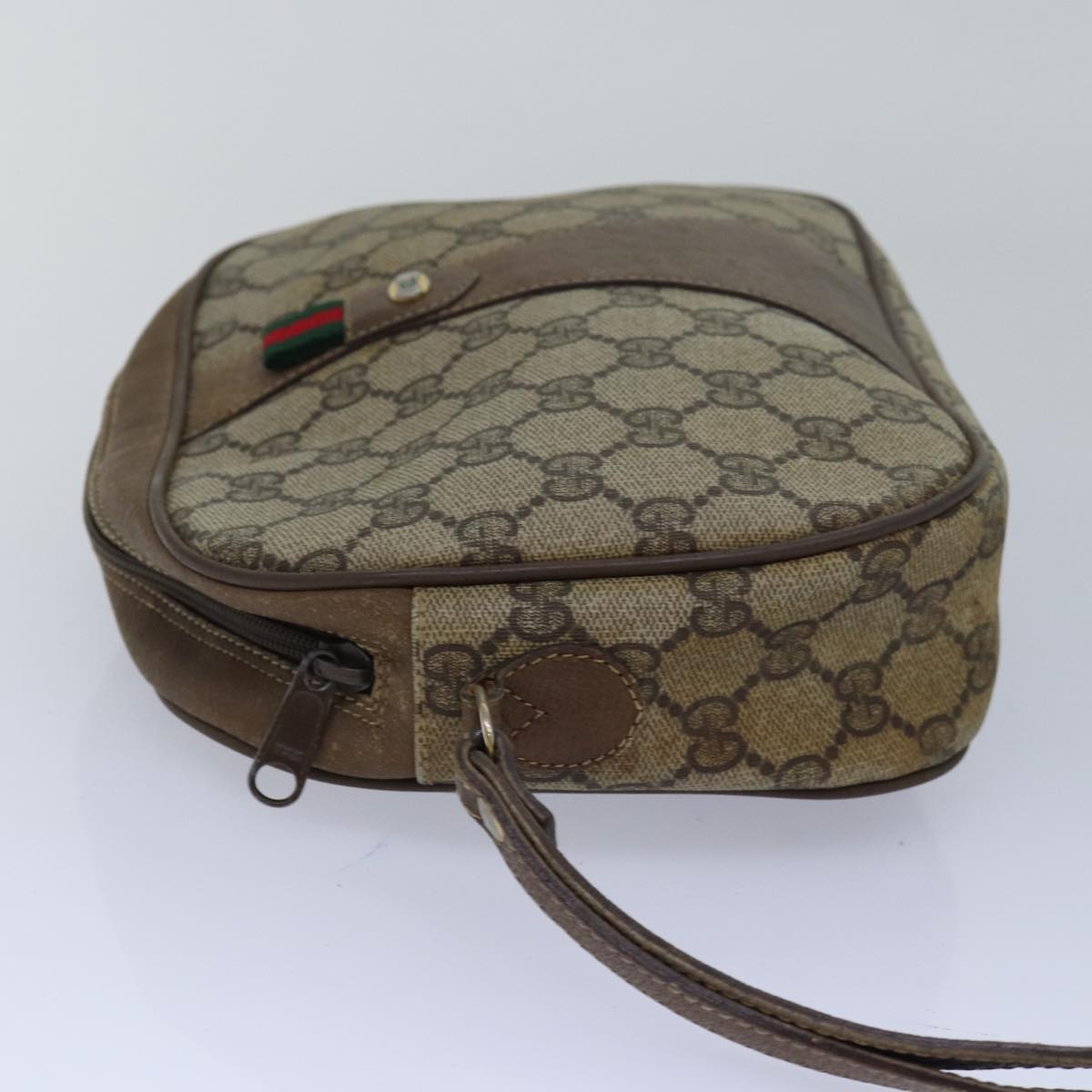 GUCCI GG Supreme Web Sherry Line Clutch Bag PVC Beige Red 89 01 034 th5079