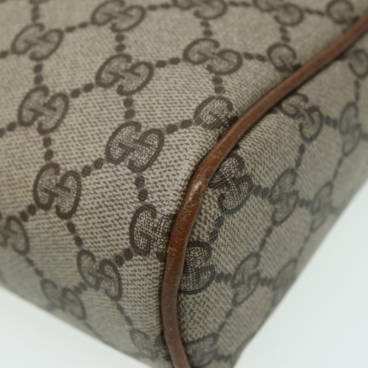 GUCCI GG Canvas Web Sherry Line Clutch Bag PVC Leather Beige Green th5130