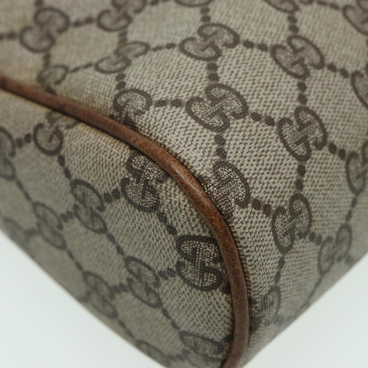 GUCCI GG Canvas Web Sherry Line Clutch Bag PVC Leather Beige Green th5130