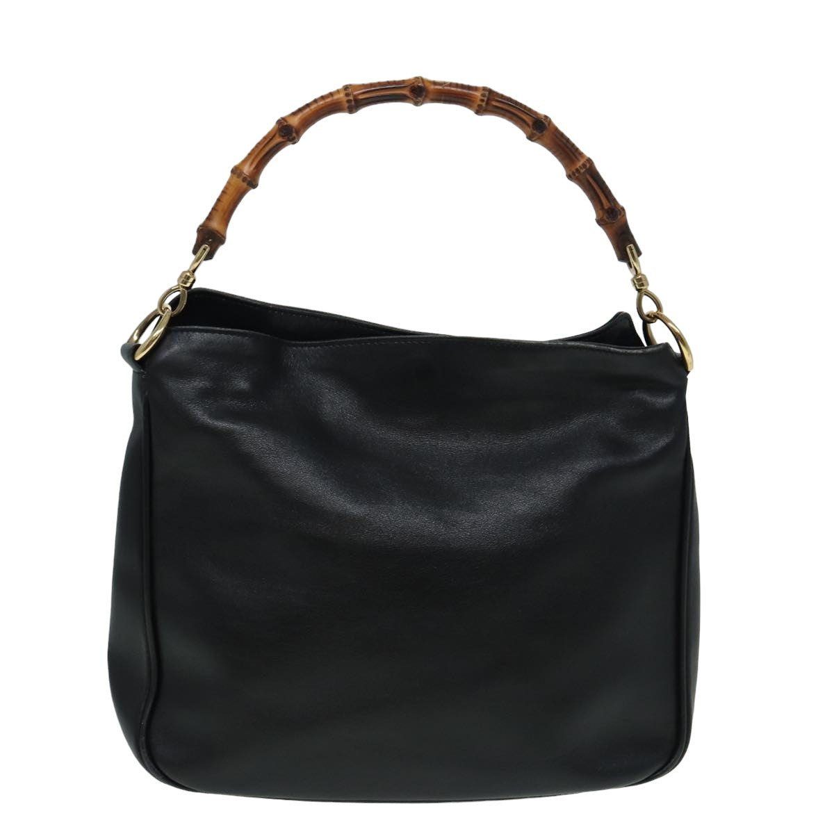 GUCCI Bamboo Shoulder Bag Leather 2way Black 001 1638 2615 th5132