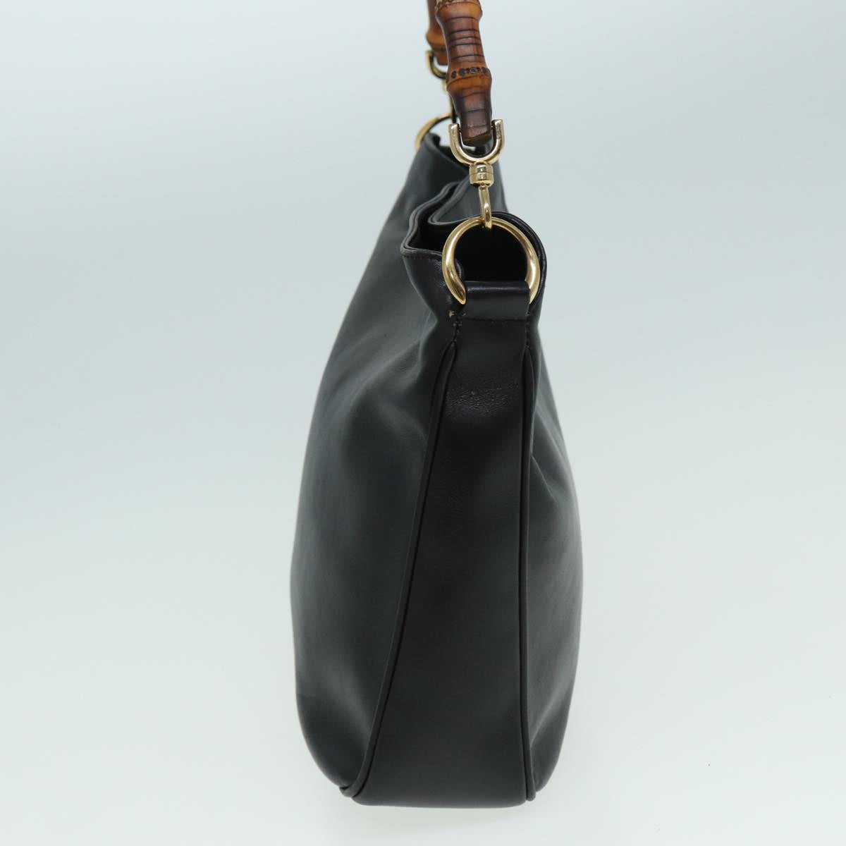 GUCCI Bamboo Shoulder Bag Leather 2way Black 001 1638 2615 th5132