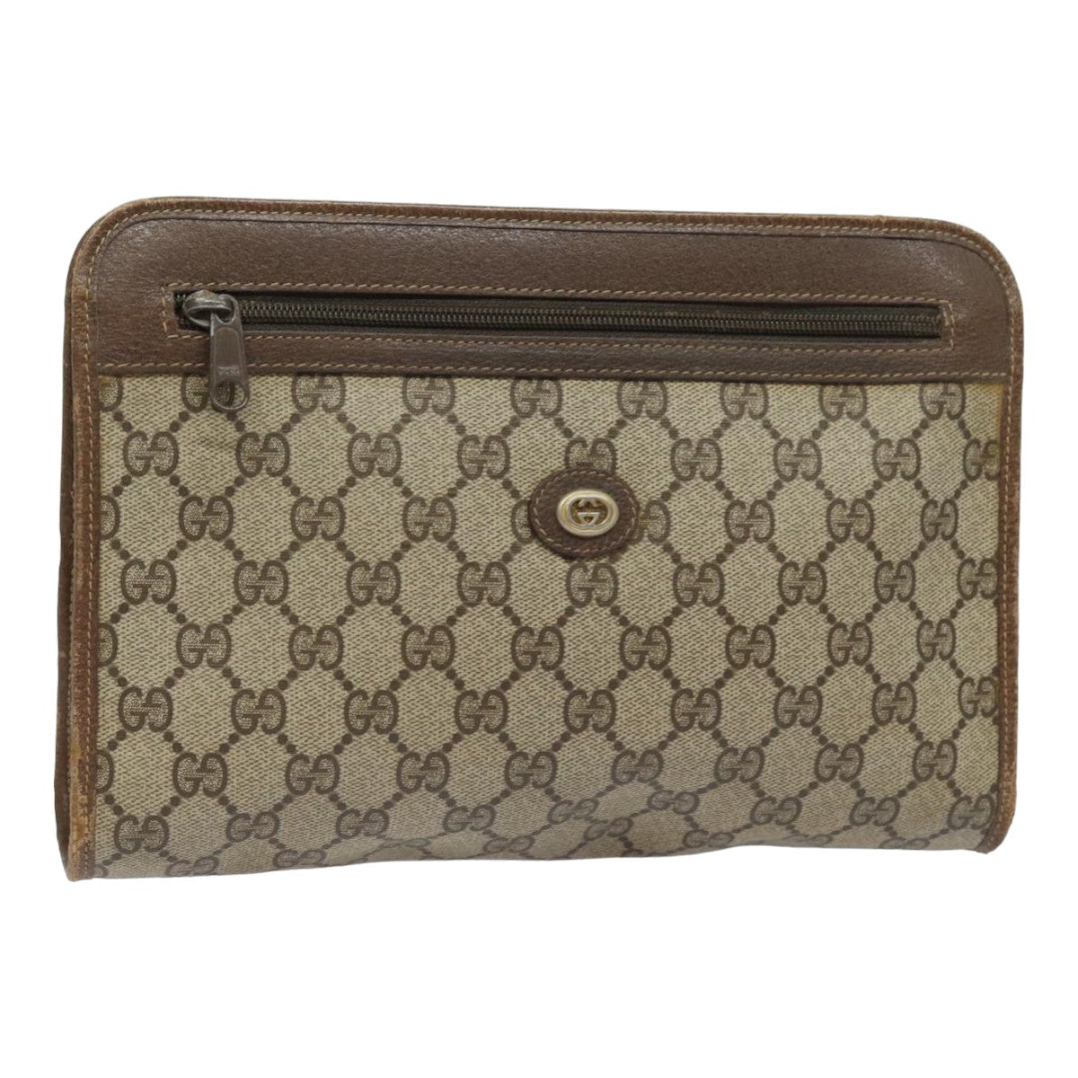 GUCCI GG Supreme Clutch Bag PVC Leather Beige 97 01 037 th5136