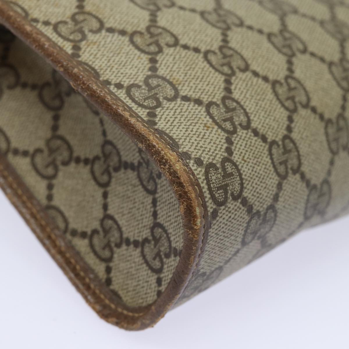 GUCCI GG Supreme Clutch Bag PVC Leather Beige 97 01 037 th5136