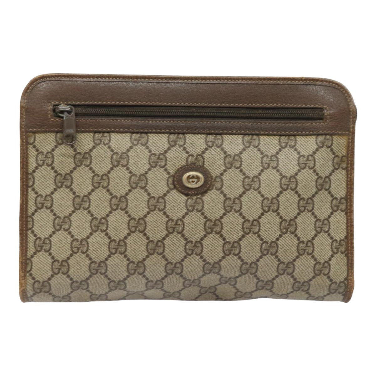 GUCCI GG Supreme Clutch Bag PVC Leather Beige 97 01 037 th5136