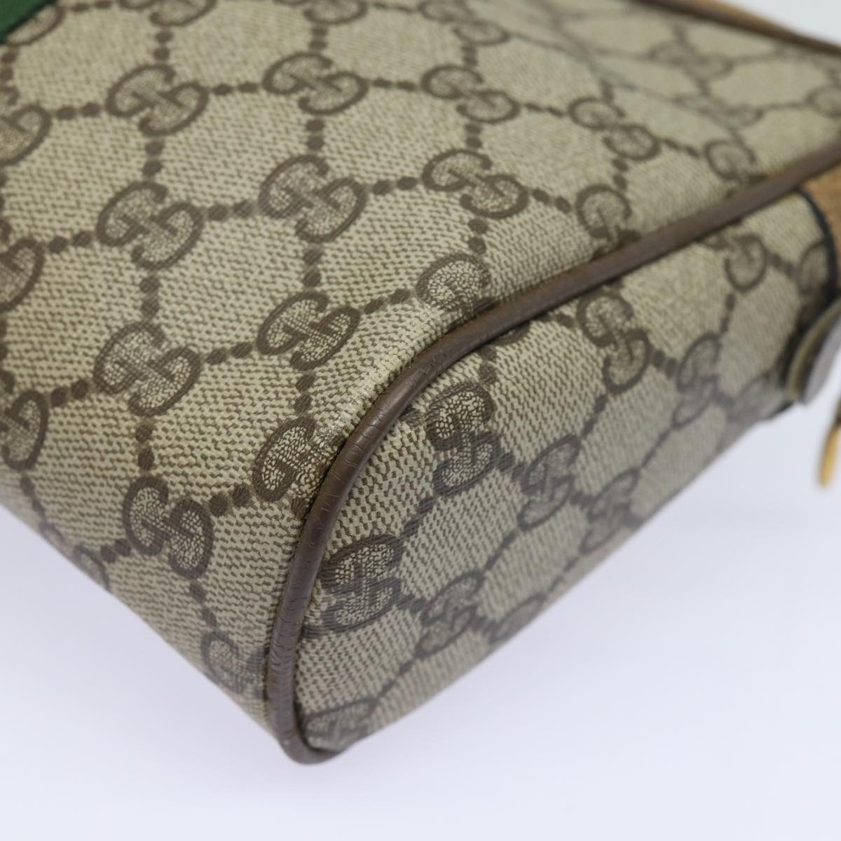 GUCCI GG Supreme Web Sherry Line Clutch Bag PVC Leather Beige Red th5137
