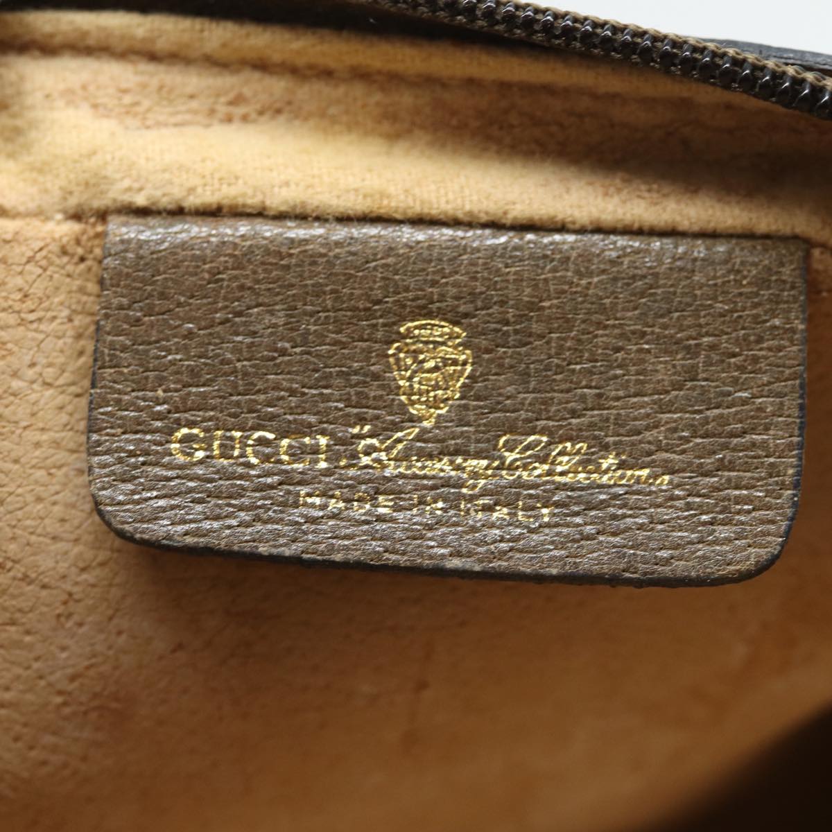 GUCCI GG Supreme Web Sherry Line Clutch Bag PVC Leather Beige Red th5137