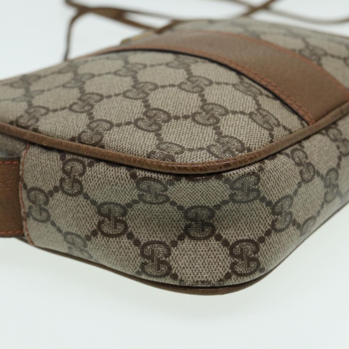 GUCCI GG Canvas Shoulder Bag PVC Leather Beige th5161