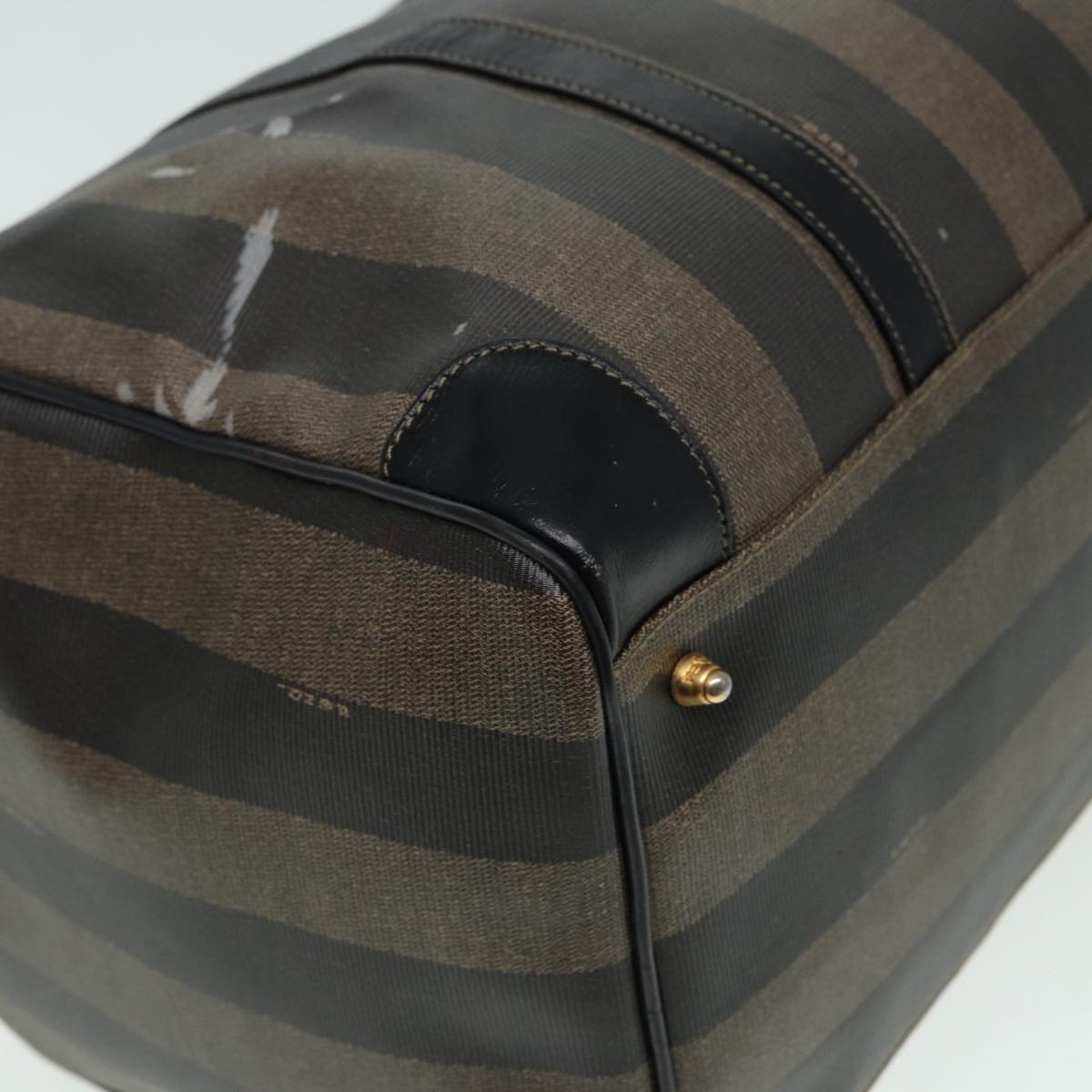 FENDI Pecan Canvas Boston Bag Brown Black th5173