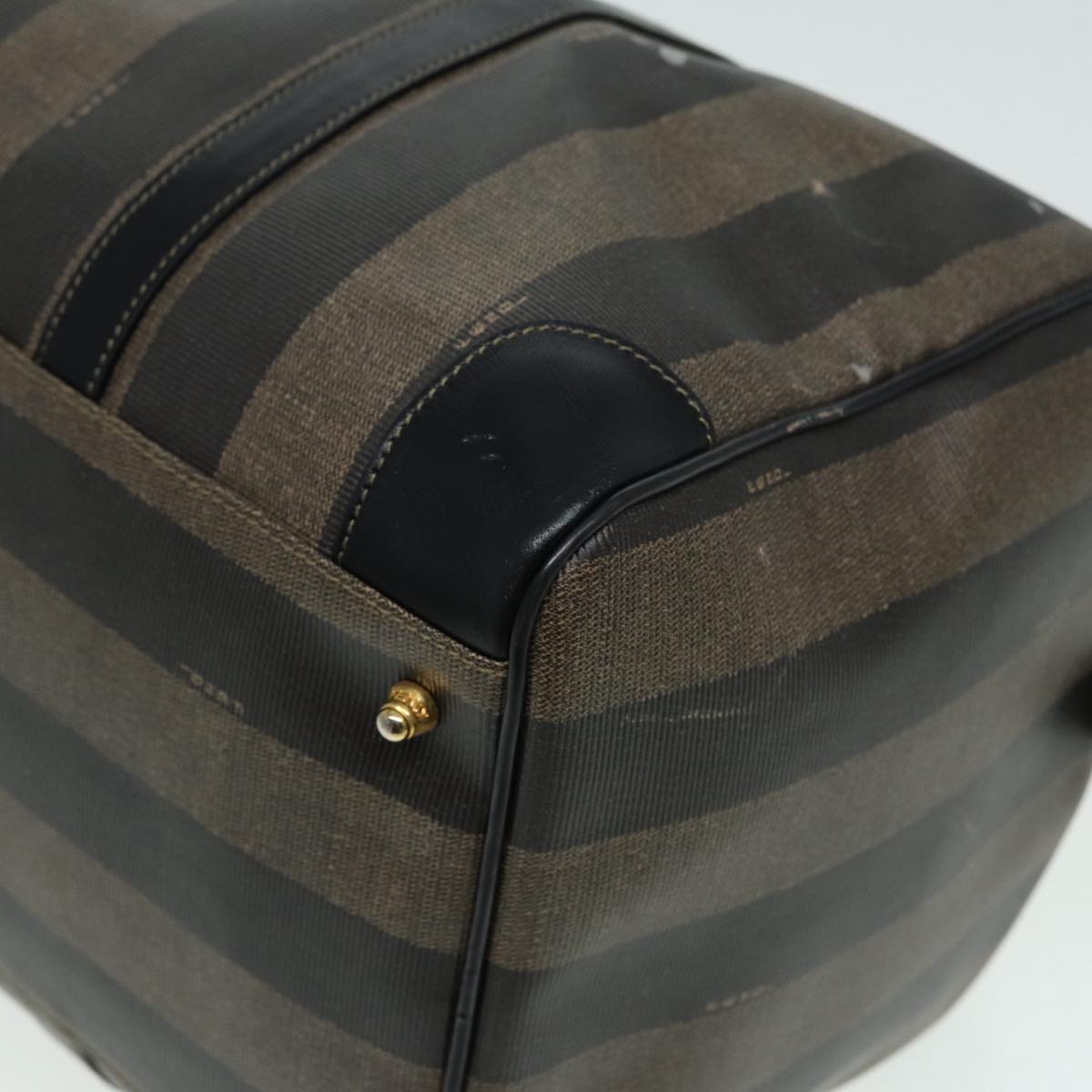 FENDI Pecan Canvas Boston Bag Brown Black th5173