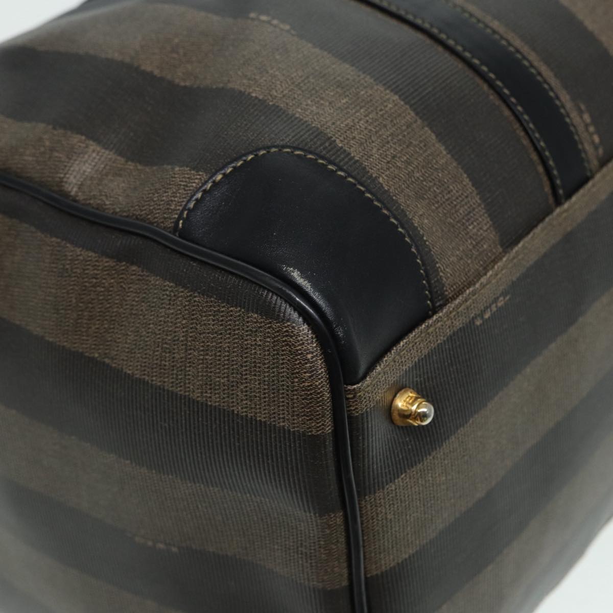 FENDI Pecan Canvas Boston Bag Brown Black th5173