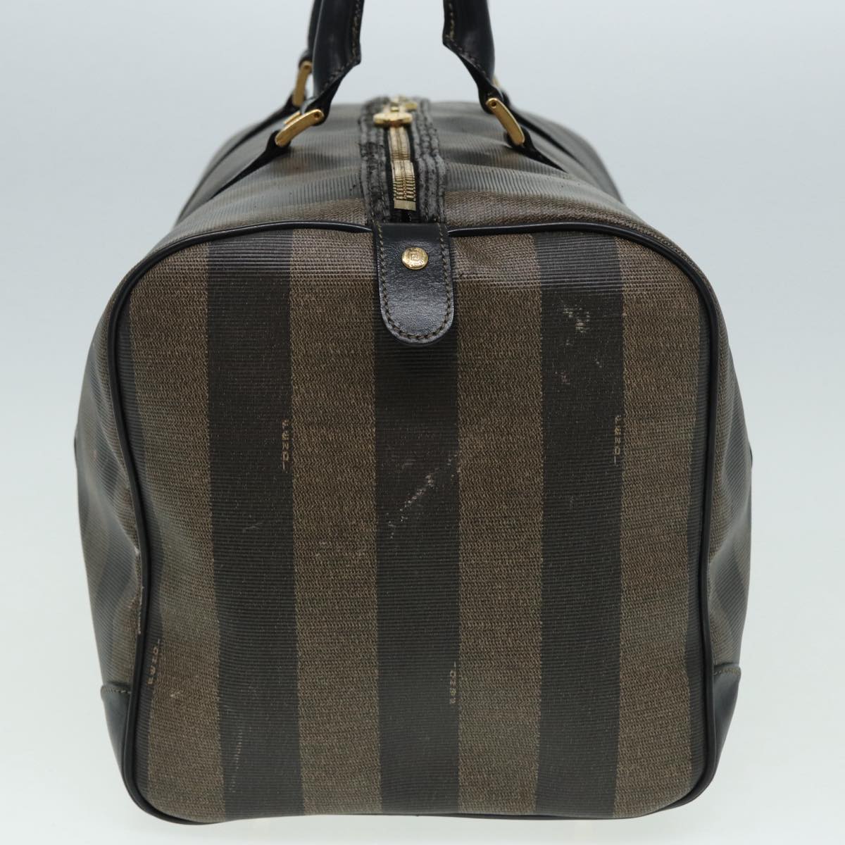 FENDI Pecan Canvas Boston Bag Brown Black th5173
