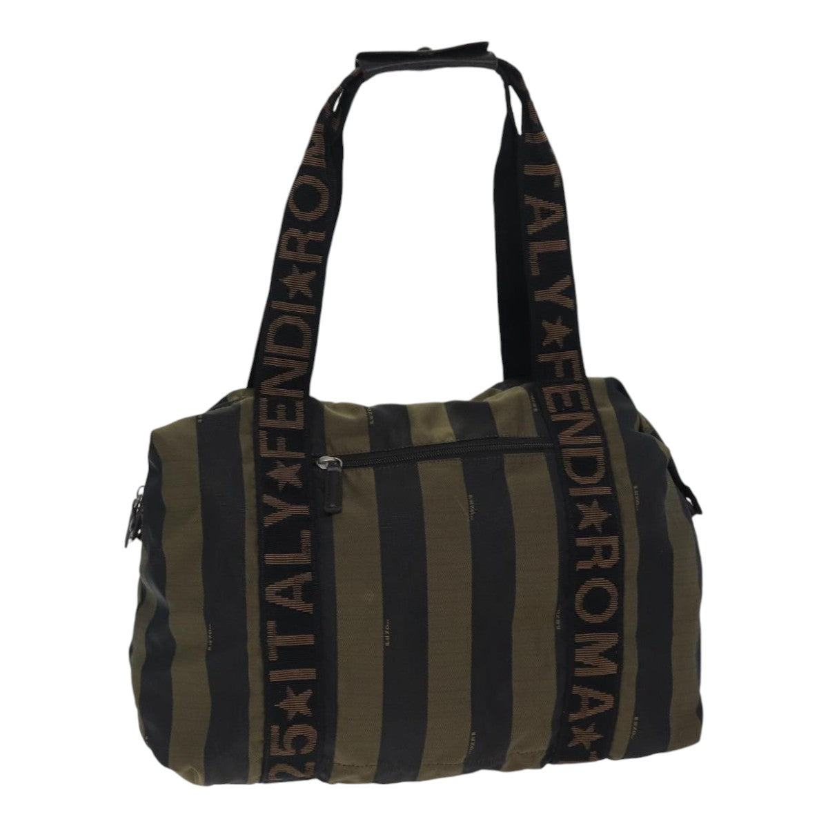 FENDI Pecan Canvas Tote Bag Nylon Khaki Black th5267