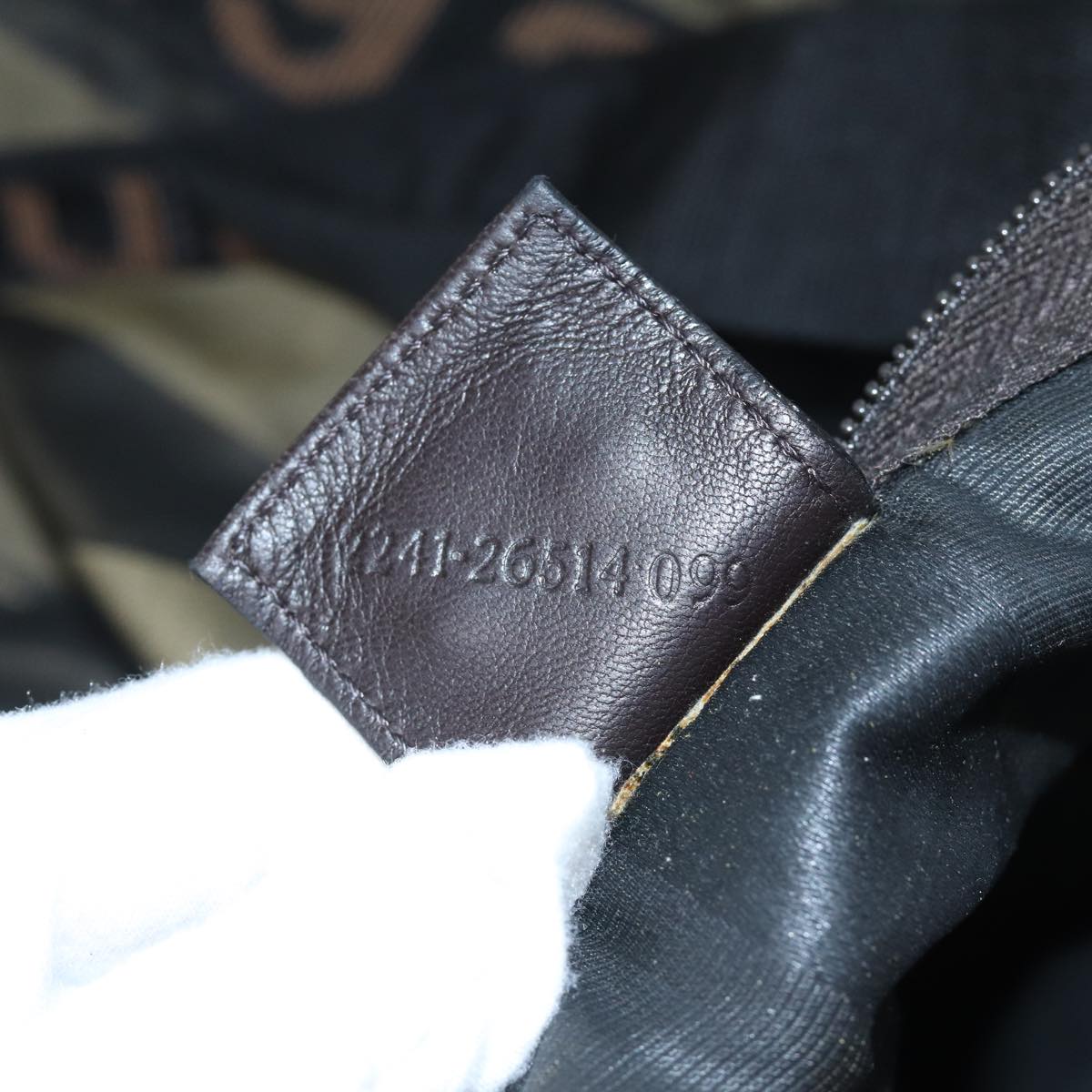 FENDI Pecan Canvas Tote Bag Nylon Khaki Black th5267