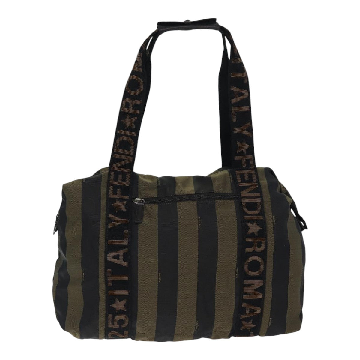 FENDI Pecan Canvas Tote Bag Nylon Khaki Black th5267