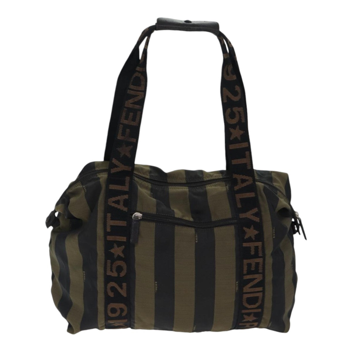 FENDI Pecan Canvas Tote Bag Nylon Khaki Black th5267