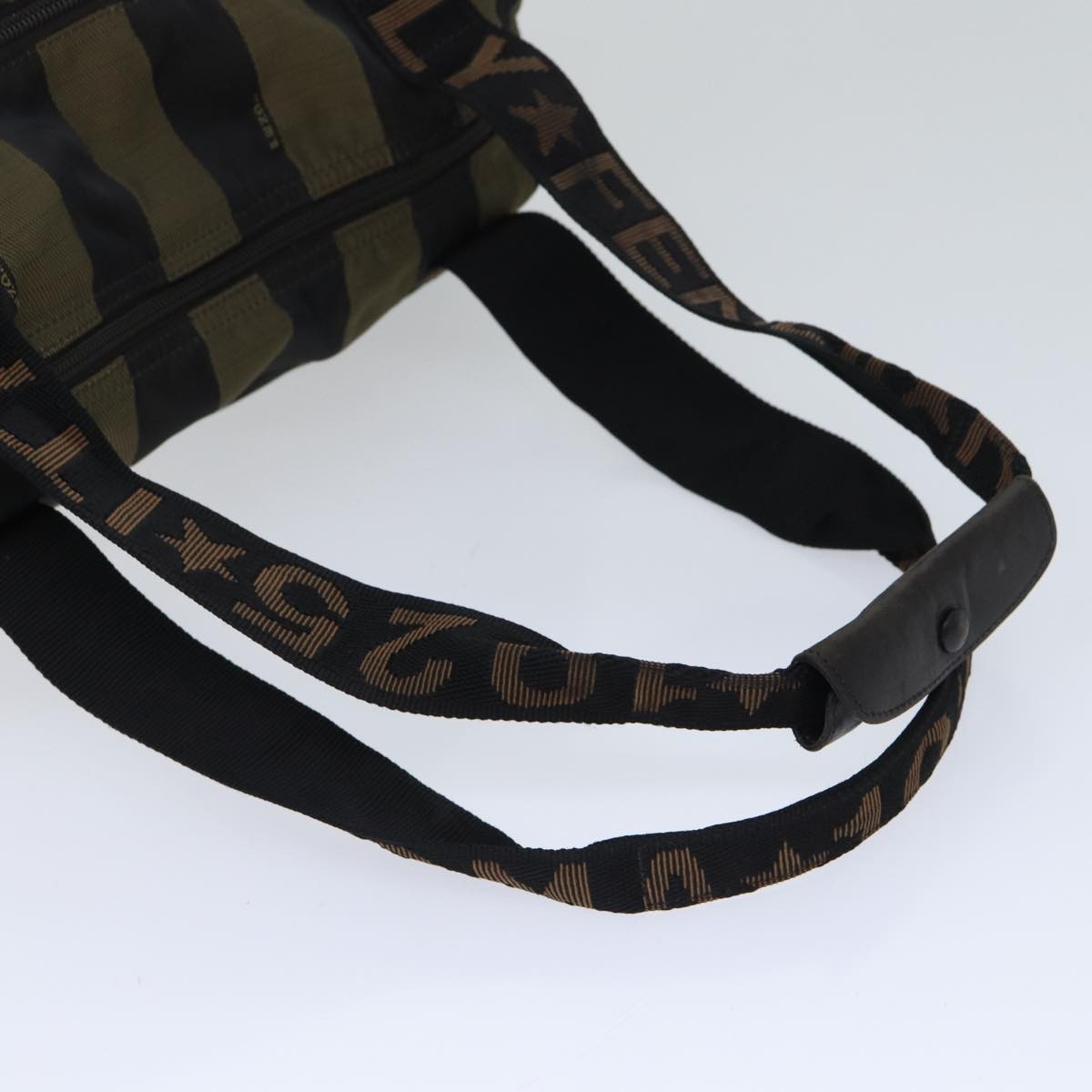 FENDI Pecan Canvas Tote Bag Nylon Khaki Black th5267