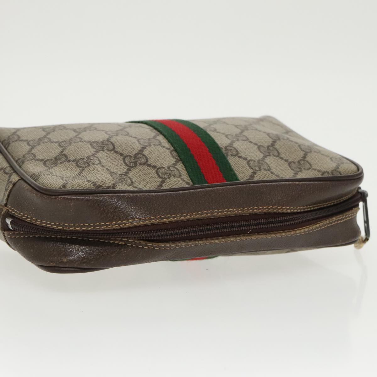 GUCCI GG Supreme Web Sherry Line Clutch Bag Beige 010 378 th5385