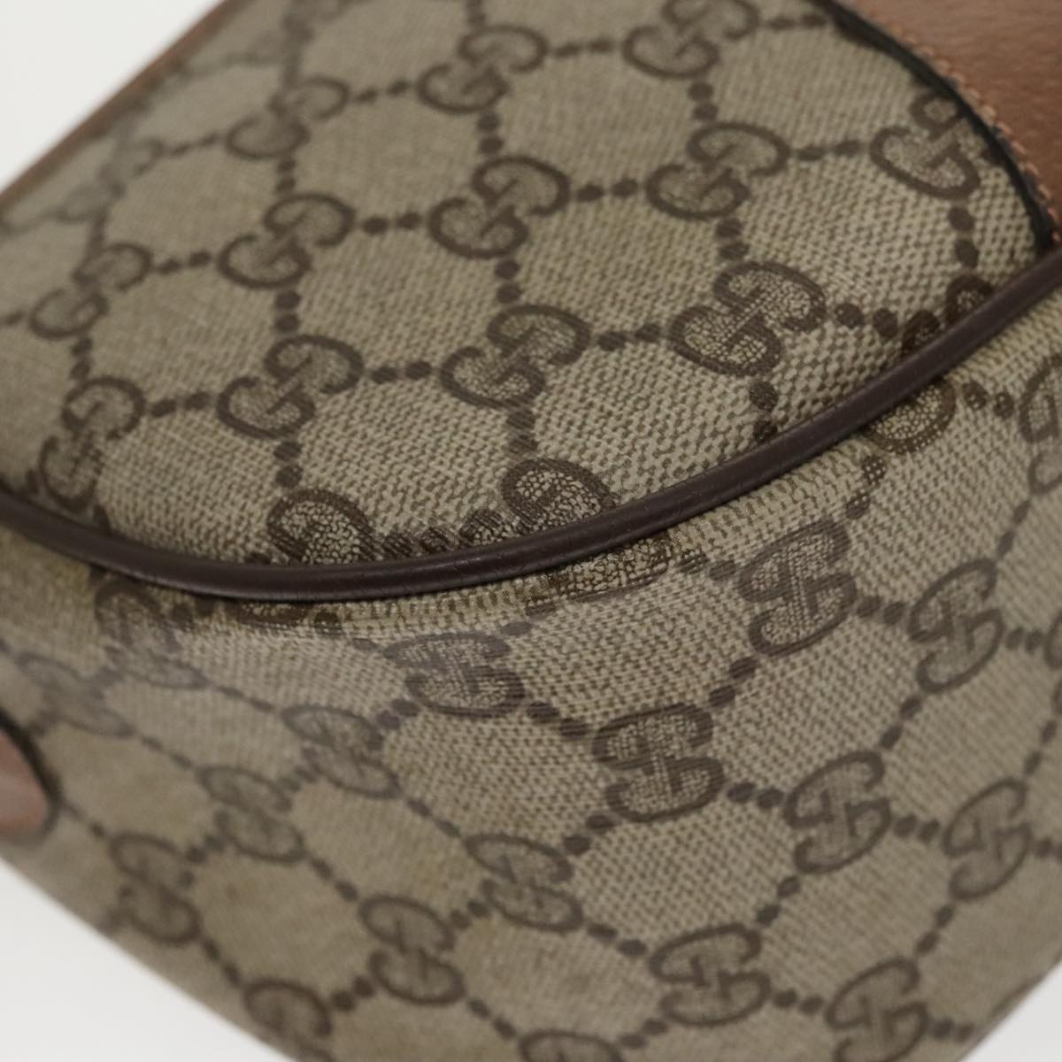 GUCCI GG Supreme Web Sherry Line Shoulder Bag PVC Beige Gold th5387