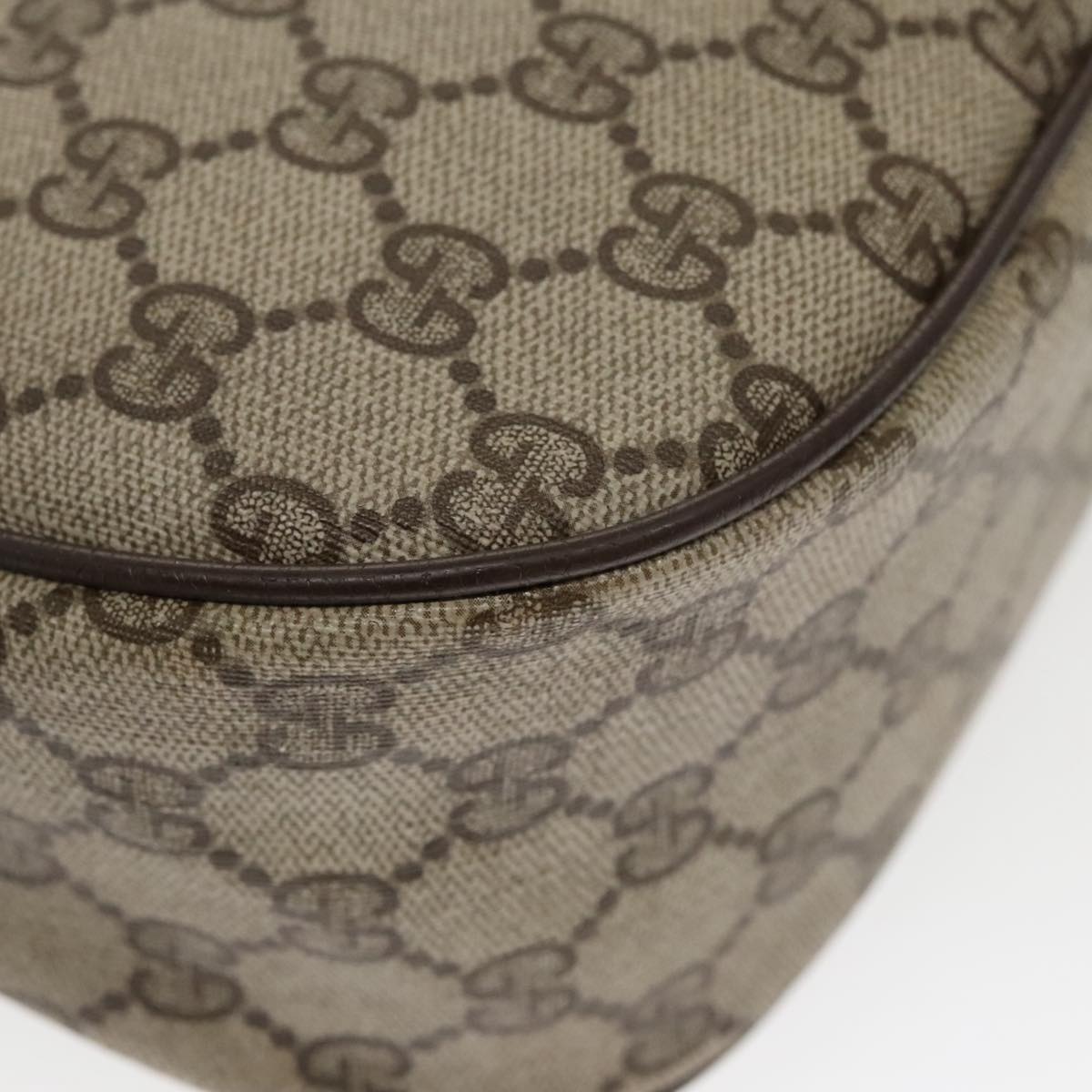 GUCCI GG Supreme Web Sherry Line Shoulder Bag PVC Beige Gold th5387